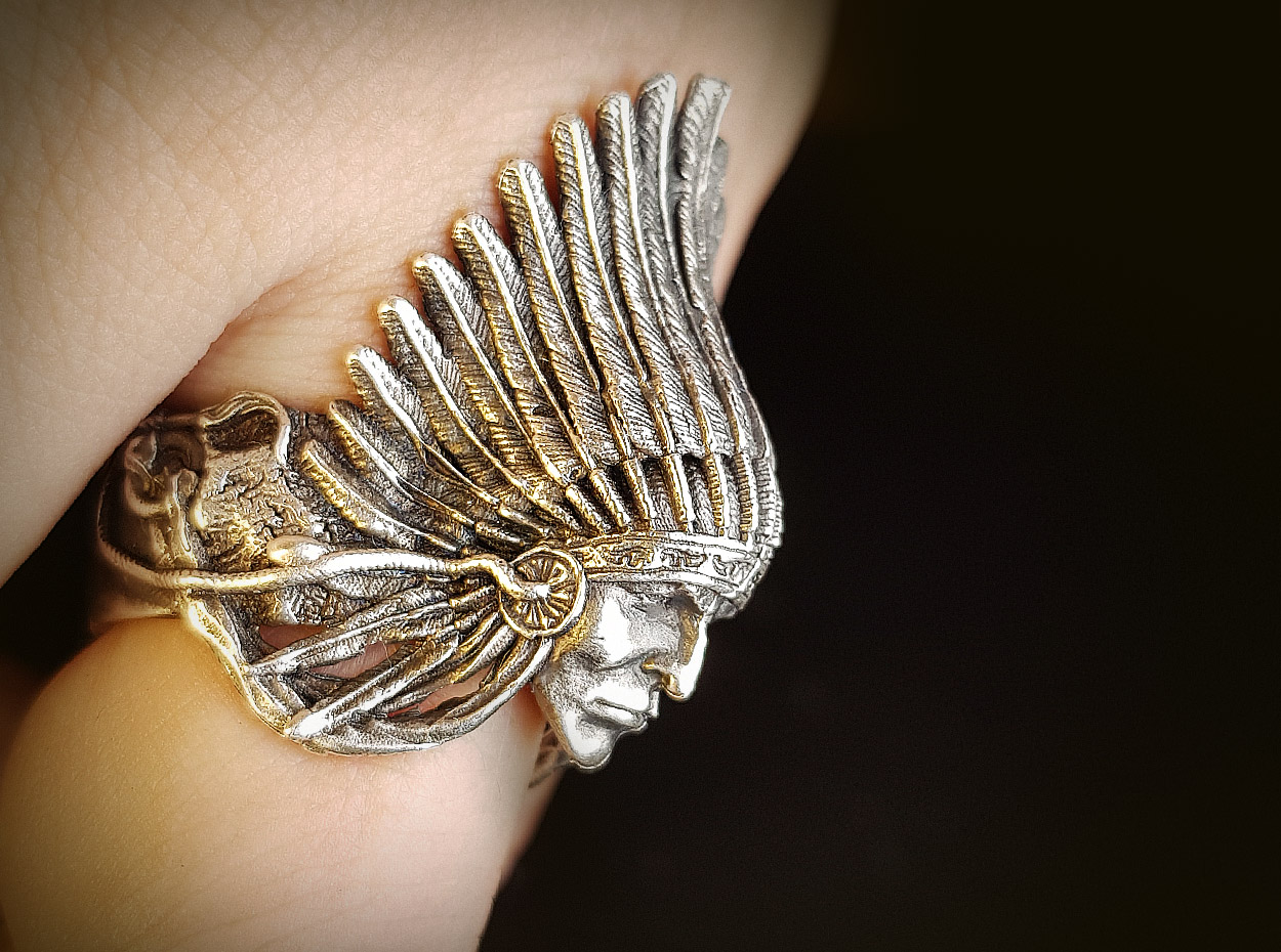 Indigious Nice Rings Jewelry - American Red Indian Chief Ring